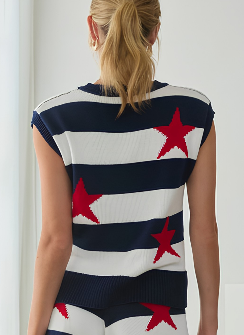 Sleeveless Stars and Stripes Sweater