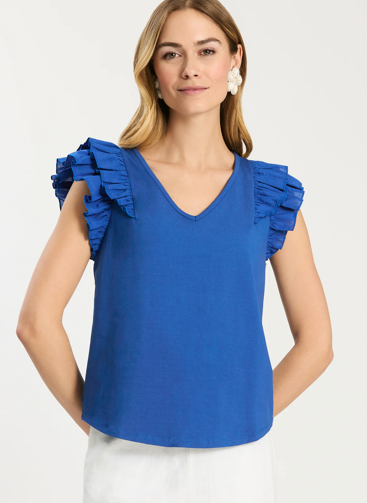 Emerson Ruffle Tee - Deja Blue