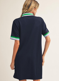 Quarter Zip Trimmed Shirt Dress