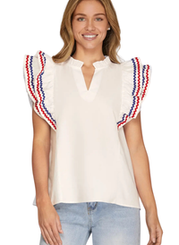 Americana Ric Rac Flutter Top