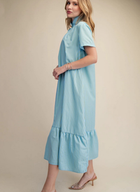 Roxanne Stand Collar Stripe Dress