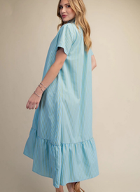 Roxanne Stand Collar Stripe Dress