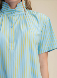 Roxanne Stand Collar Stripe Dress