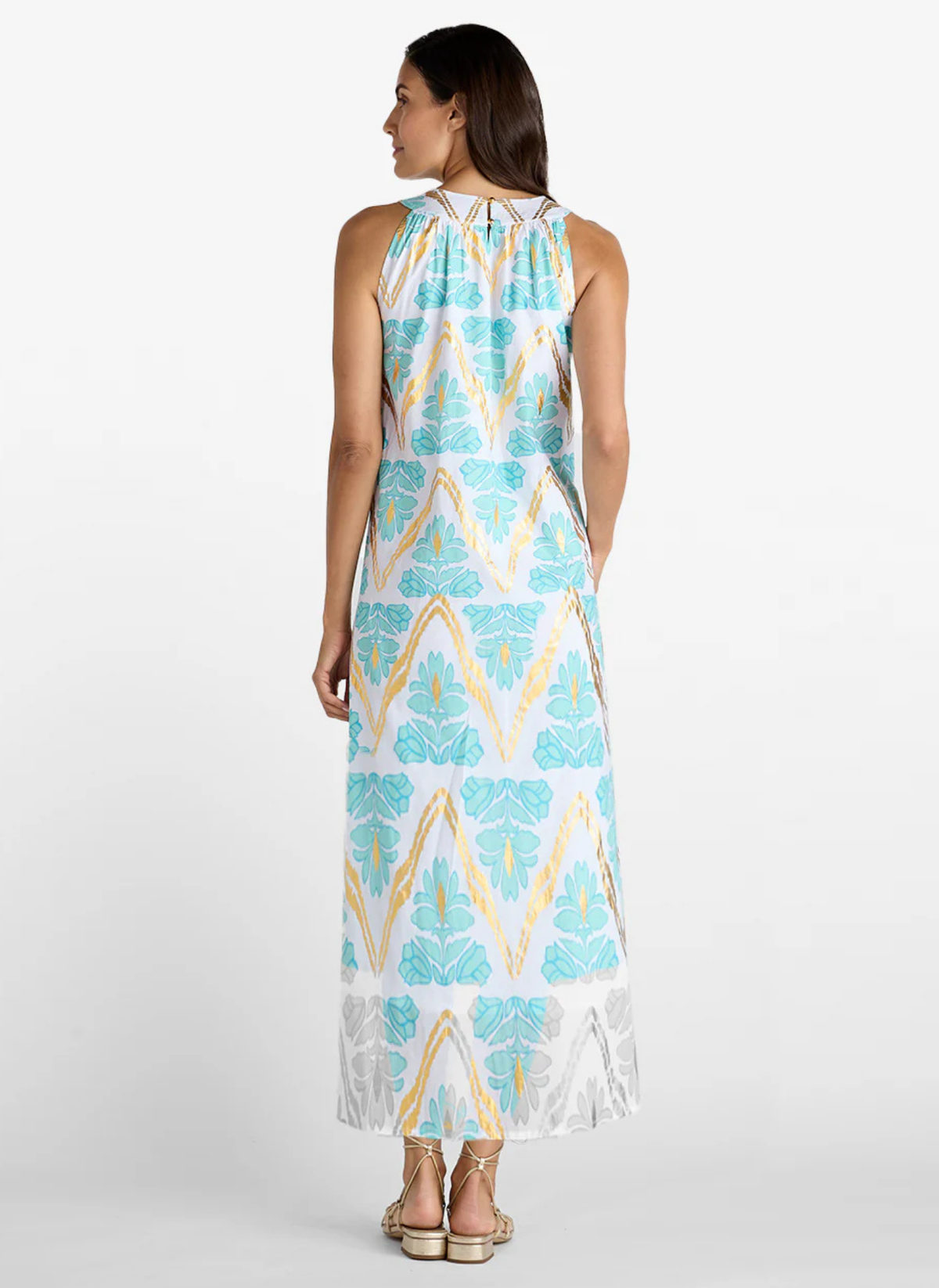 Audra Dress - Gilded Flora Light Aqua