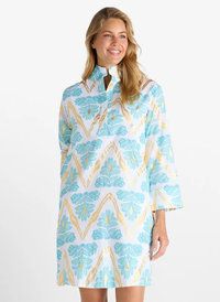 Helen Dress - Gilded Flora Light Aqua
