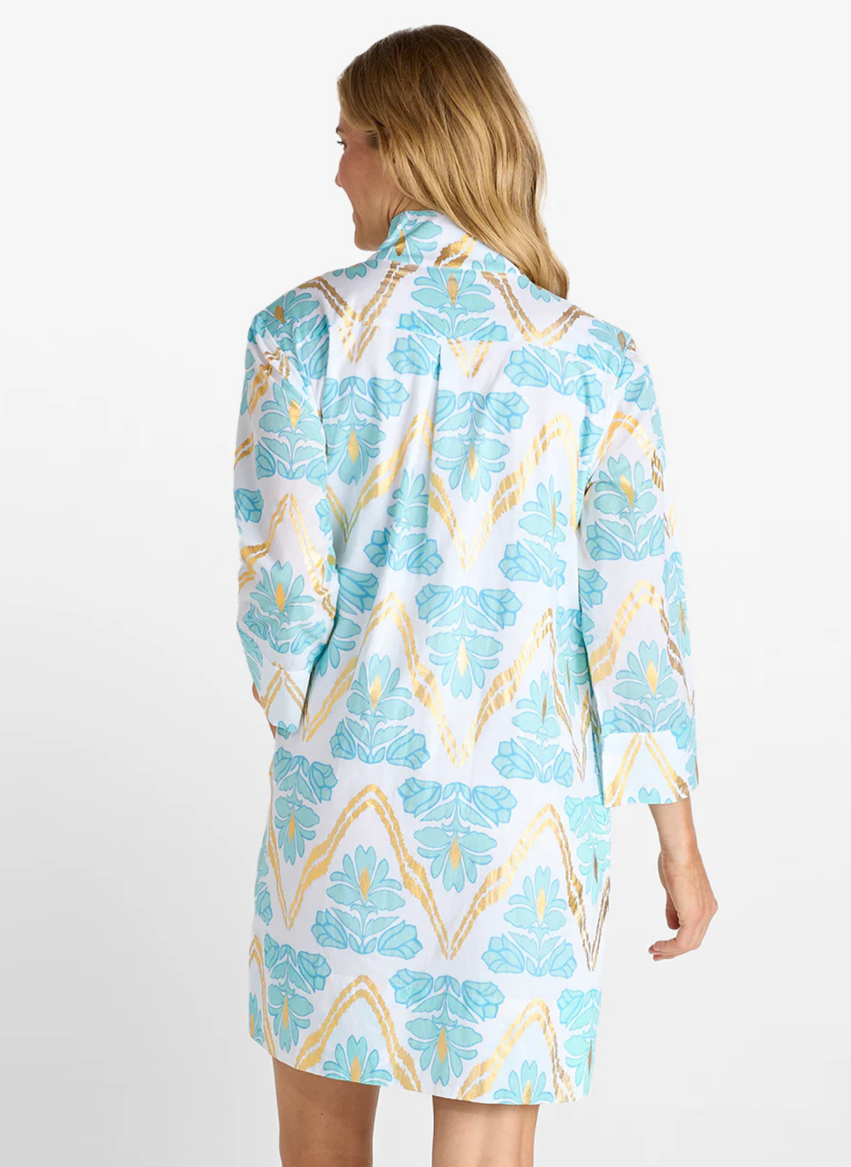 Helen Dress - Gilded Flora Light Aqua