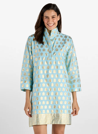 Helen Dress - Foulard Border Light Aqua