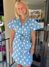 Brooke Dress - Coastal Cane Blue