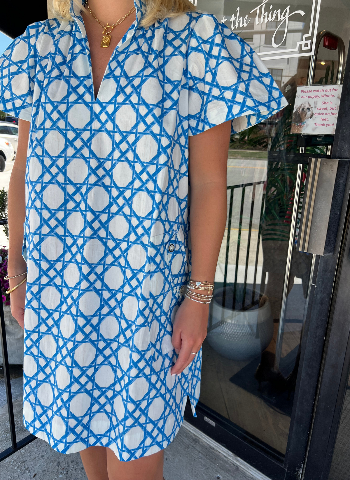 Brooke Dress - Coastal Cane Blue