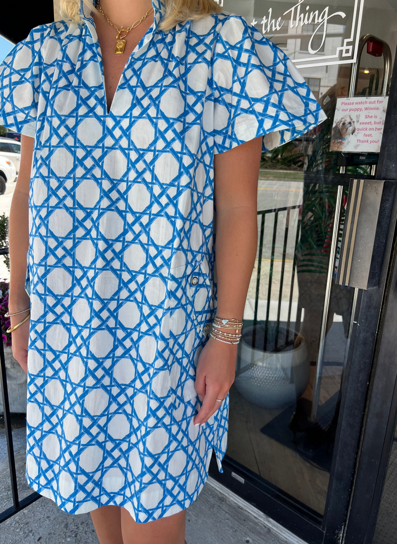 Brooke Dress - Coastal Cane Blue