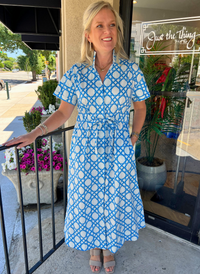 Bria Dress - Coastal Cane Blue