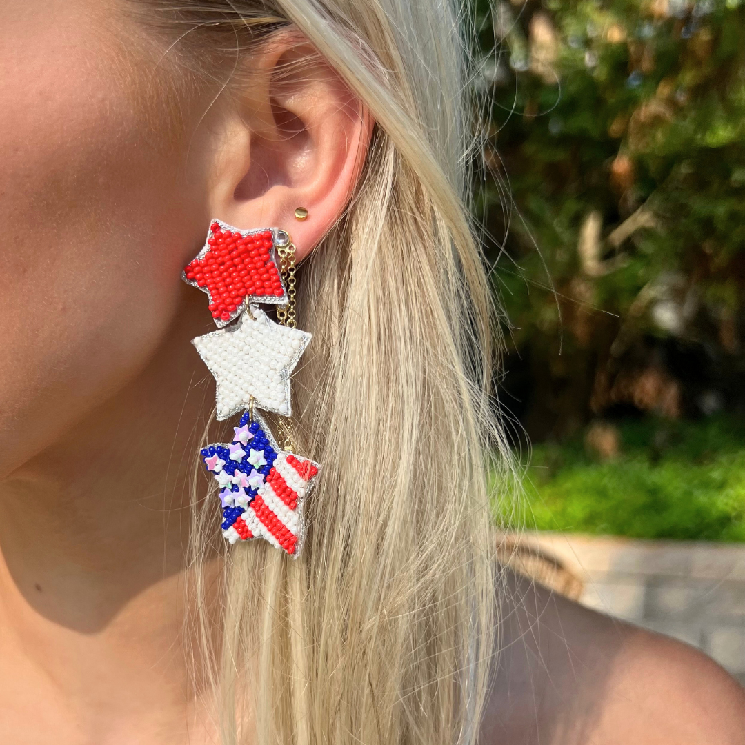 Stars & Stripes Beaded Earrings