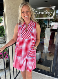 Ginny Gingham Piped Trim Dress