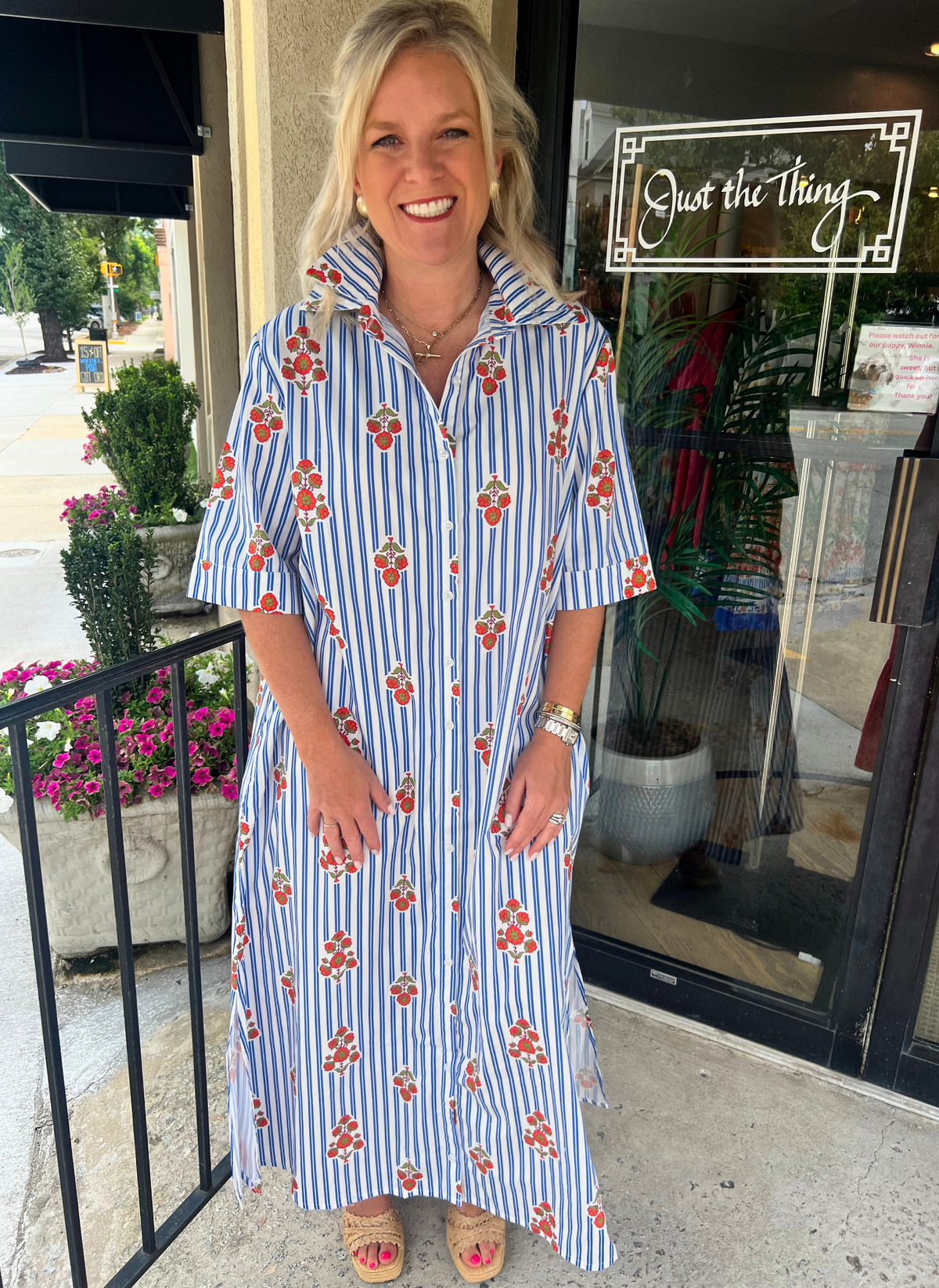 Stripe Poppy Floral Maxi Dress
