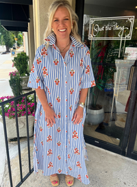 Stripe Poppy Floral Maxi Dress