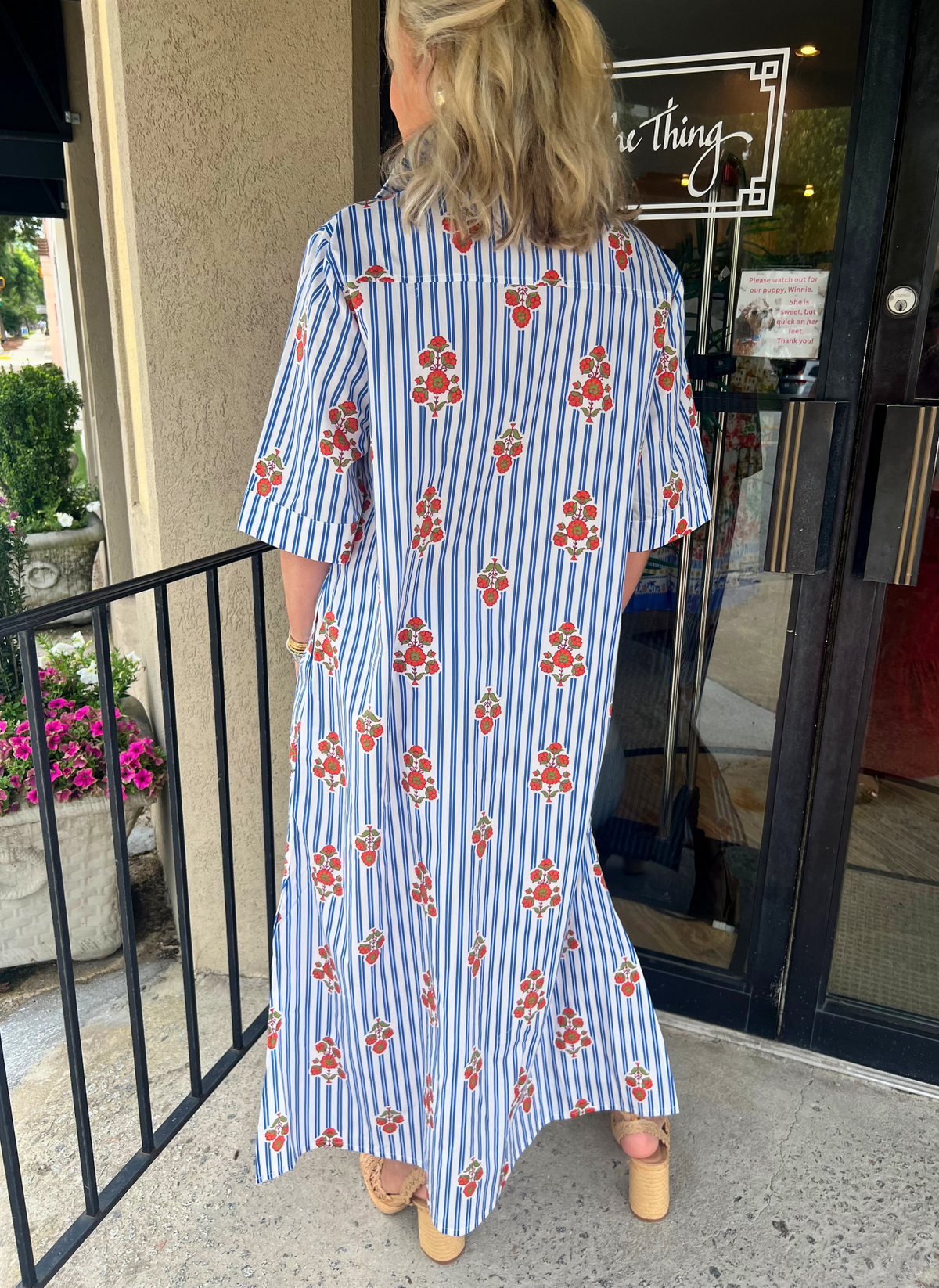 Stripe Poppy Floral Maxi Dress
