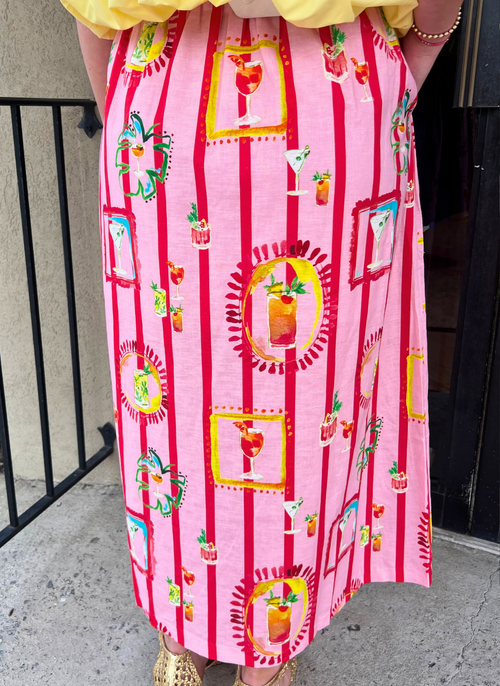 Cocktail Time Pleated Midi Skirt
