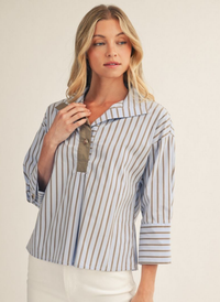 Angie Stripe Collared Top