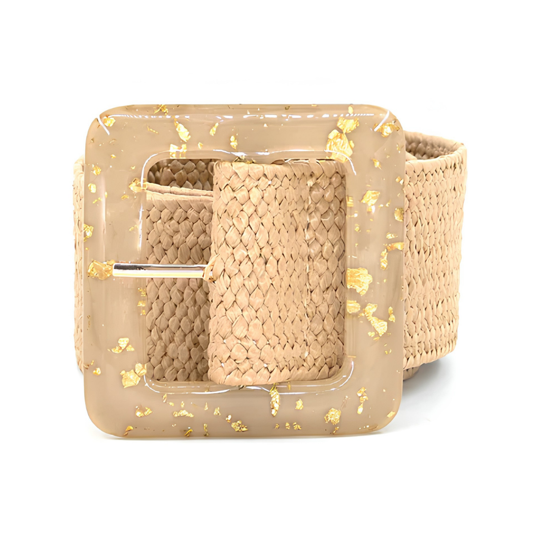 Acrylic Buckle Rattan Elastic Belt