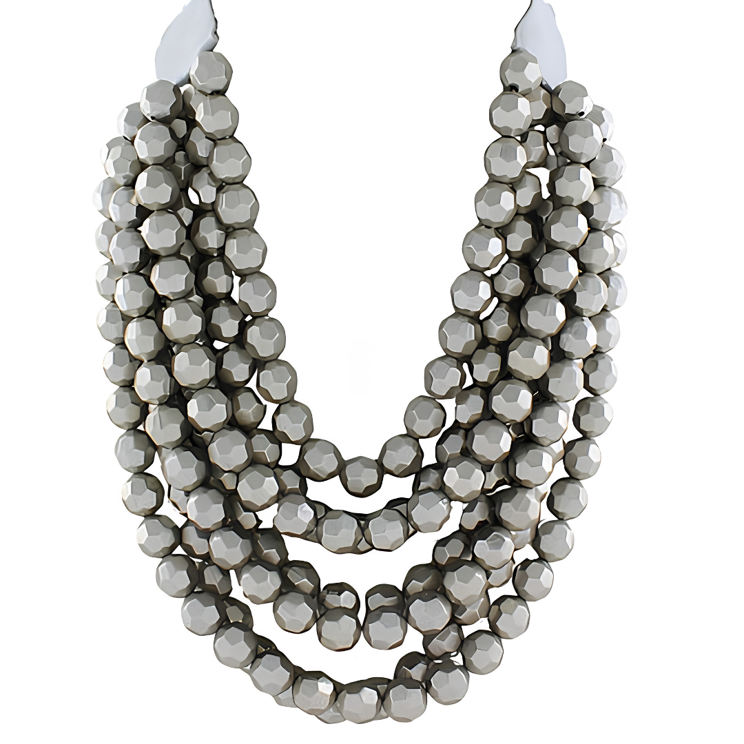 Metallic Multi Row Beaded Necklace