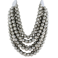 Metallic Multi Row Beaded Necklace