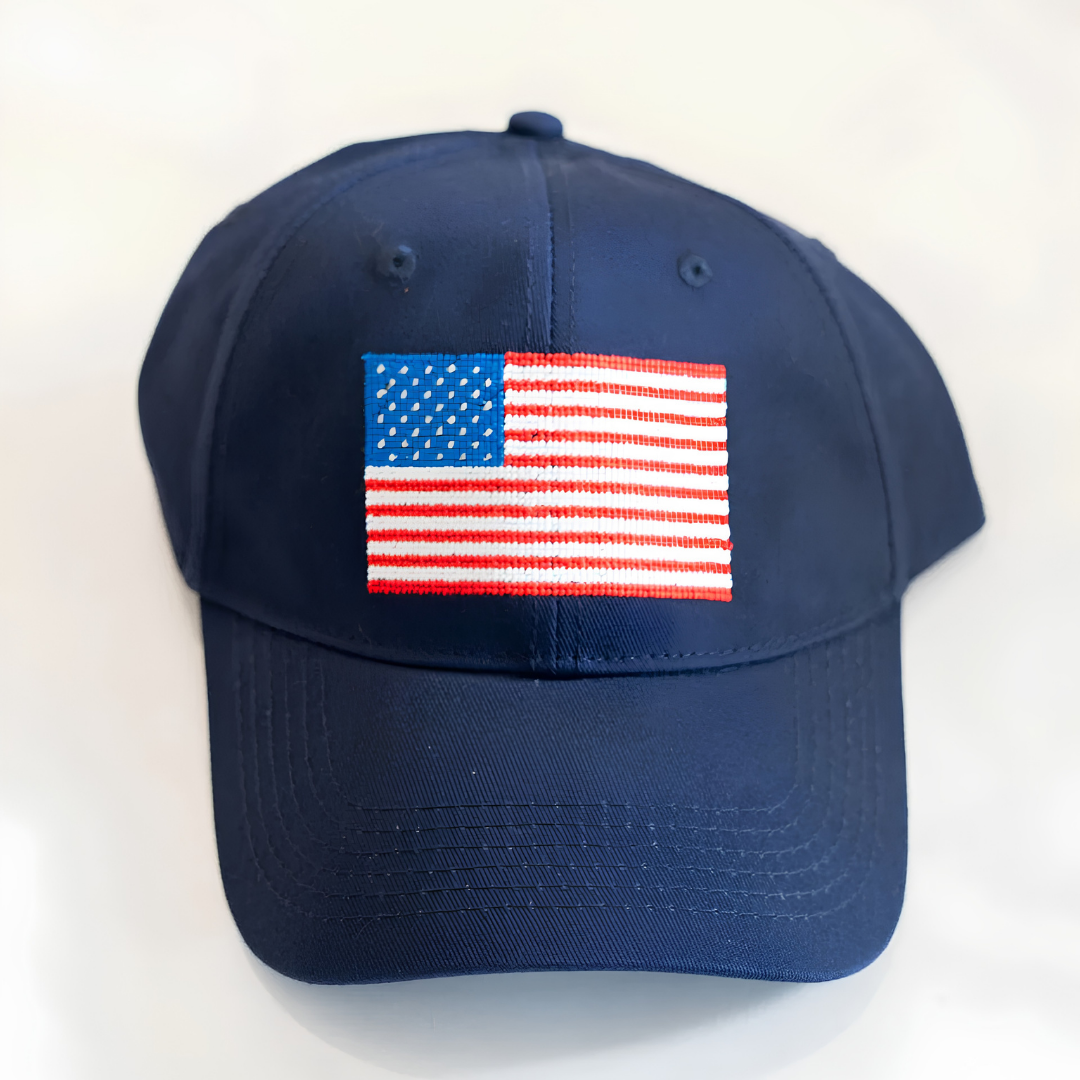 Needlepoint Flag Baseball Hat