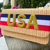 Straw Ruby Clutch with Ribbon