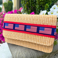 Straw Ruby Clutch with Ribbon