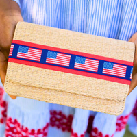 Straw Ruby Clutch with Ribbon