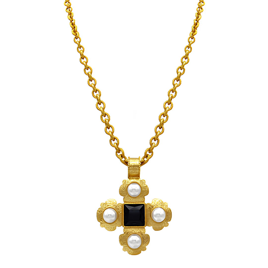 Fleur Cross Pendant Necklace