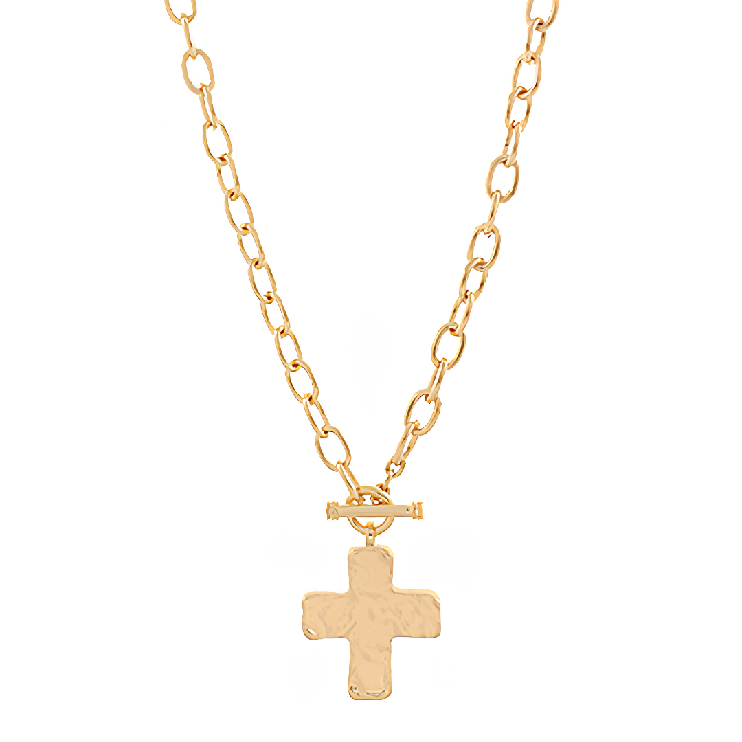 Toggle Detail Square Cross Necklace