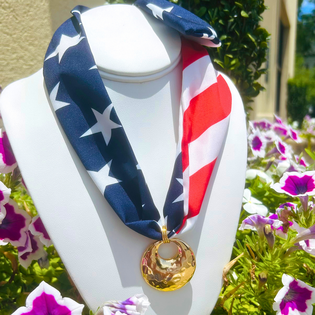 Americana Scarf Pendant Necklace