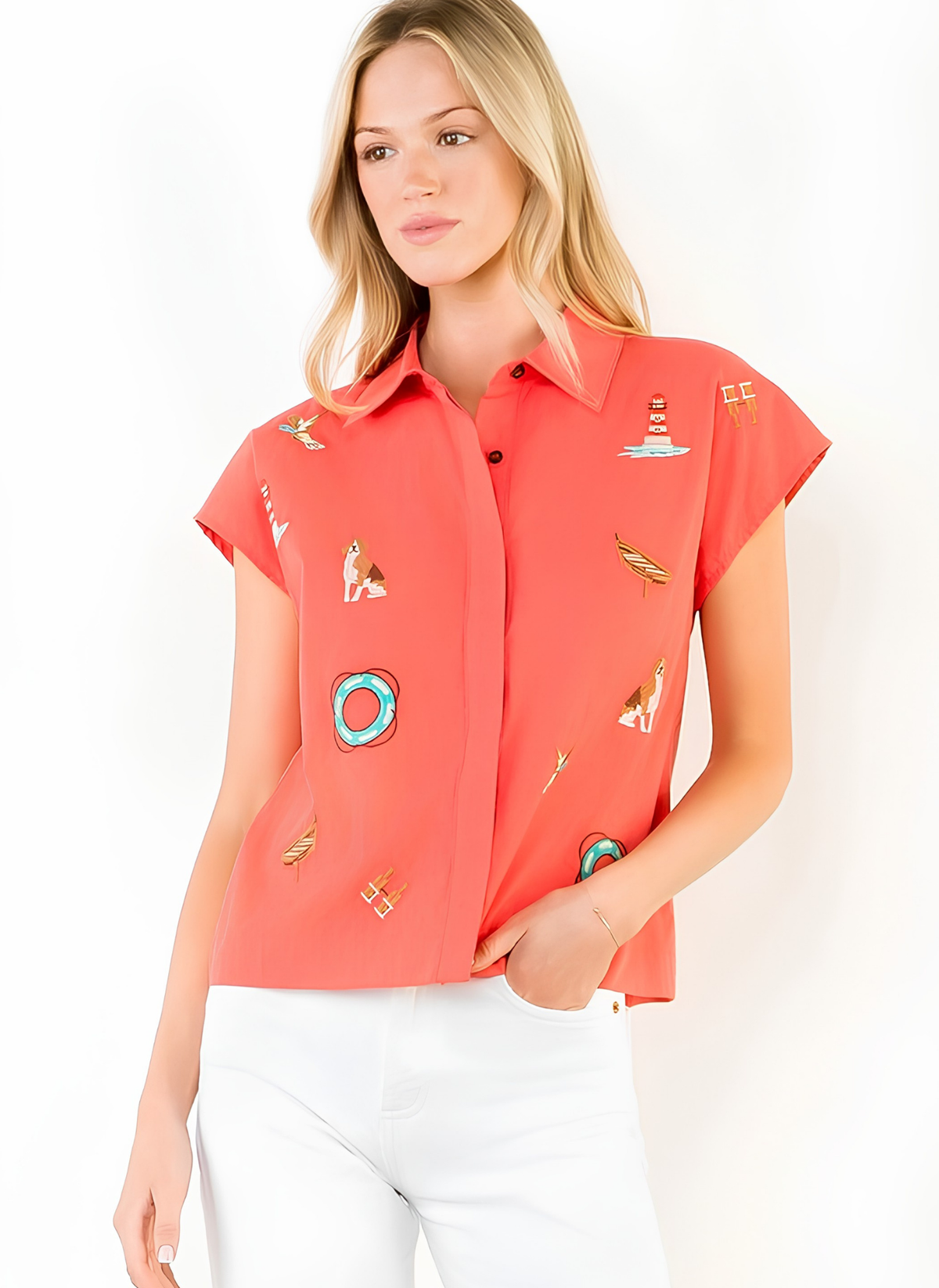 Sail Away Embroidered Top
