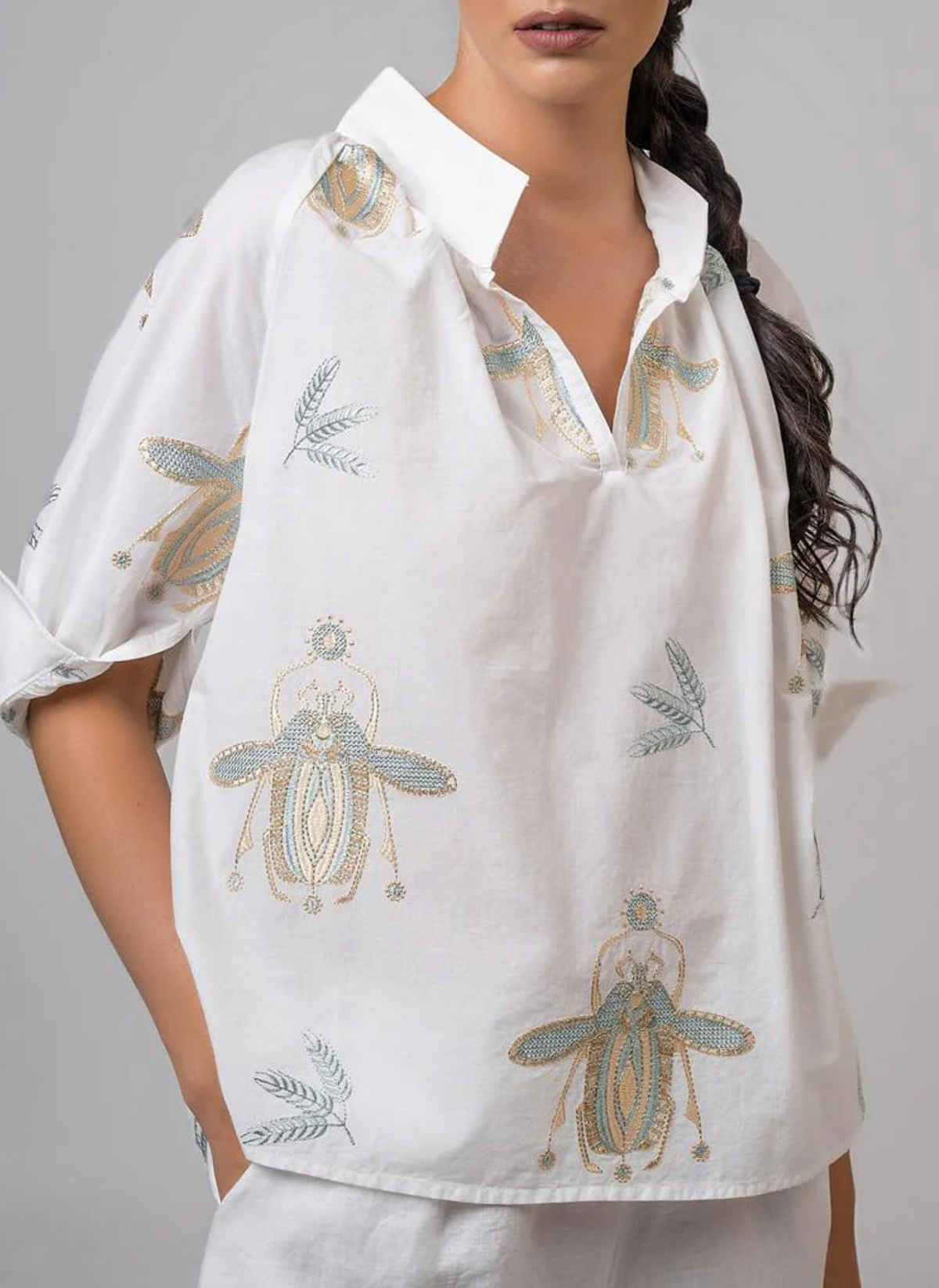 Scarab Embroidered Blouse