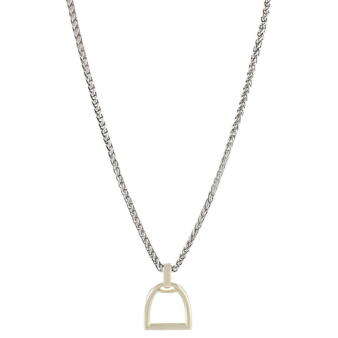 Box Chain Horsebit Pendant Necklace