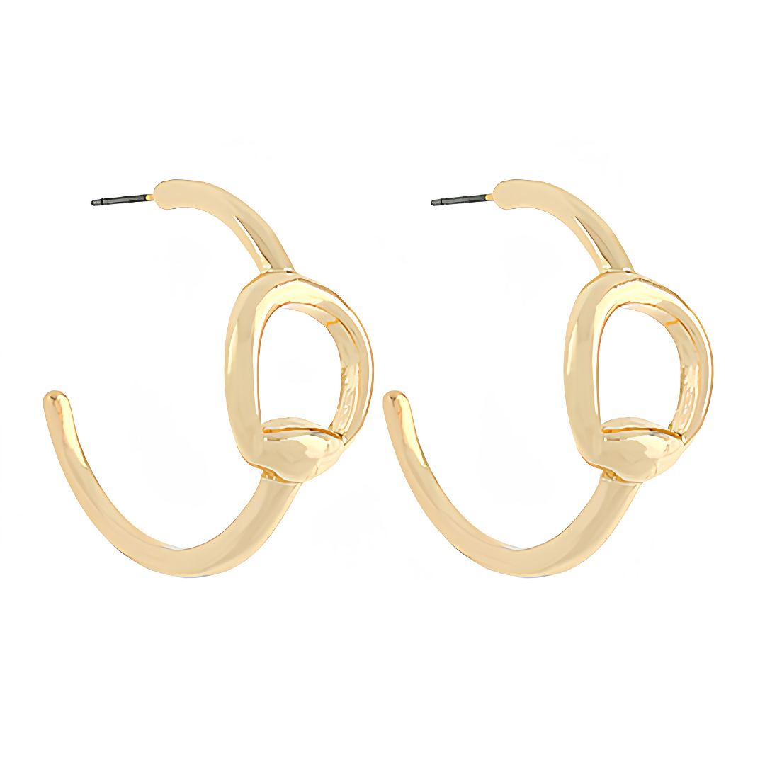 Accented Horsebit Hoop Earring