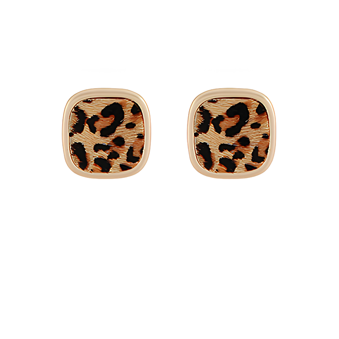 Animal Print Square Stud Earrings