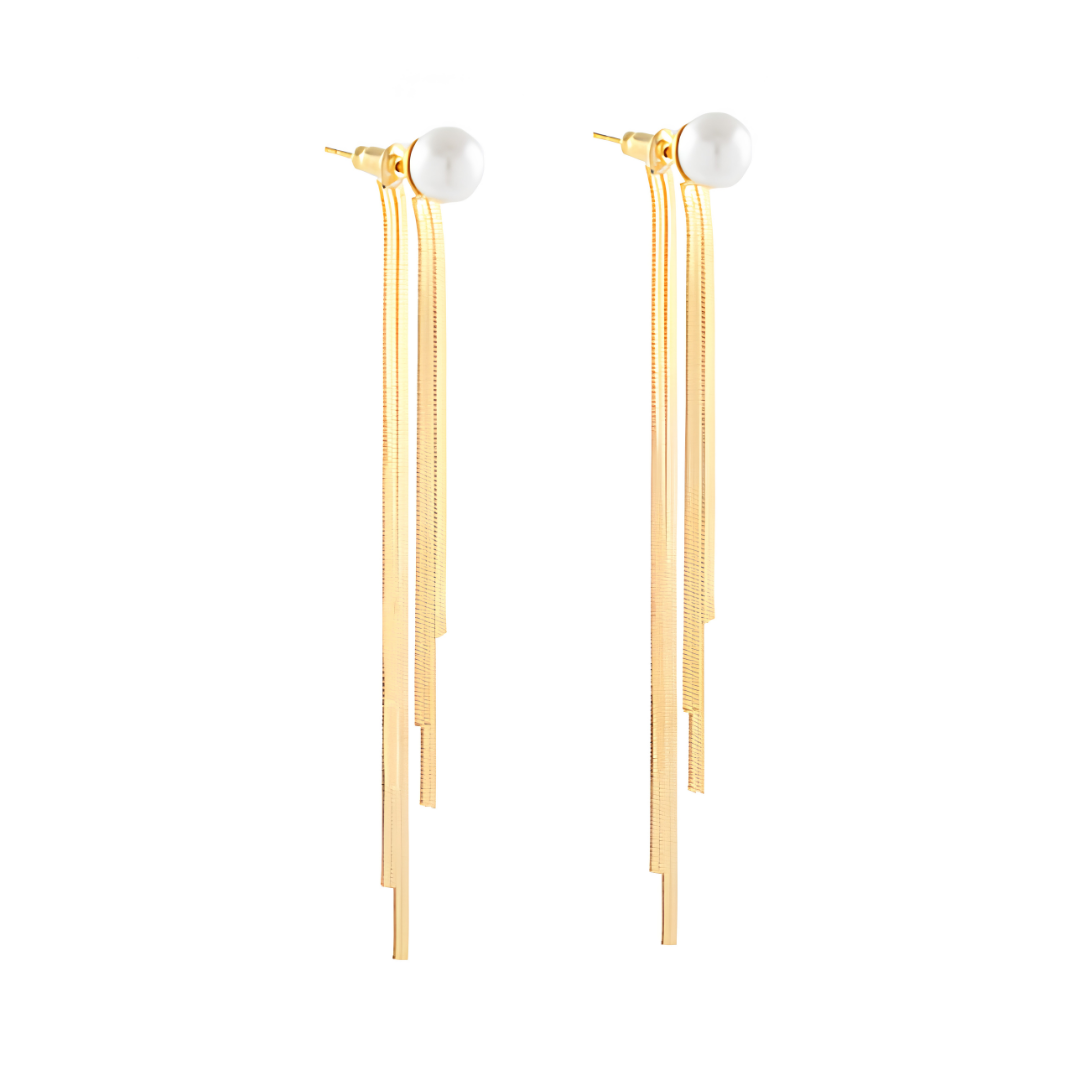 Pearl Fringe Chain Earrings