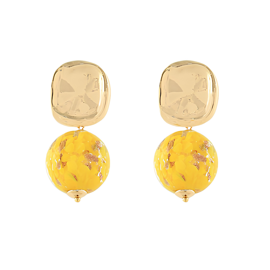 Square Marble Drop Earrings