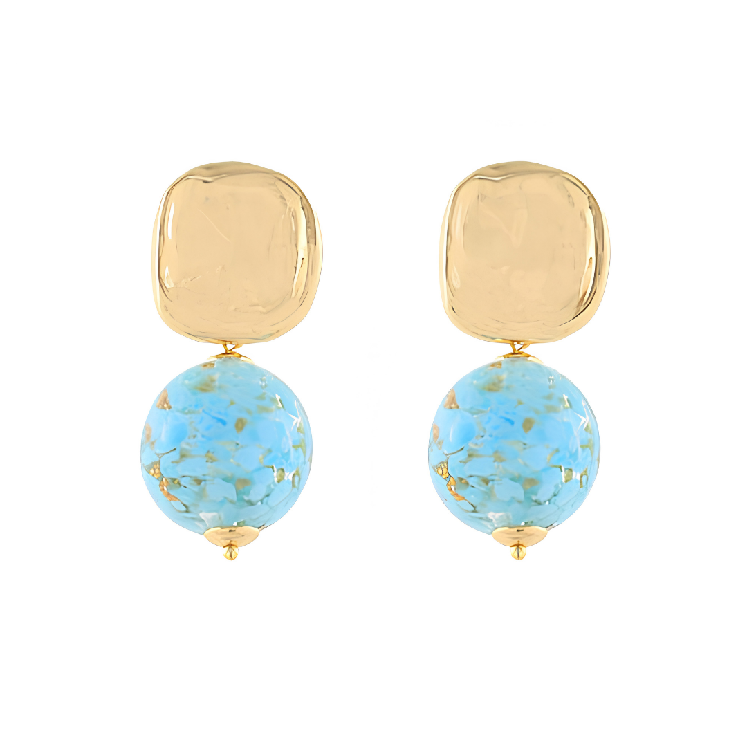 Square Marble Drop Earrings