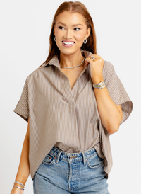 Signature Stripe Blouse with Collar