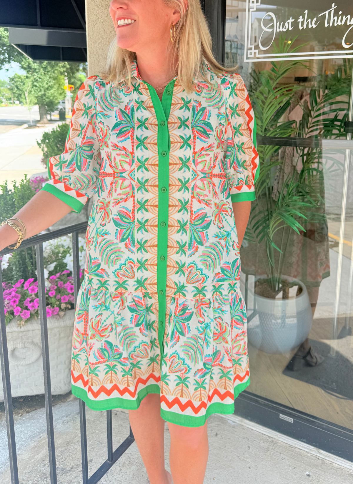 Flutter Hem Button Down Dress