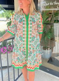 Flutter Hem Button Down Dress