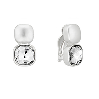 Clip Crystal Square Earrings