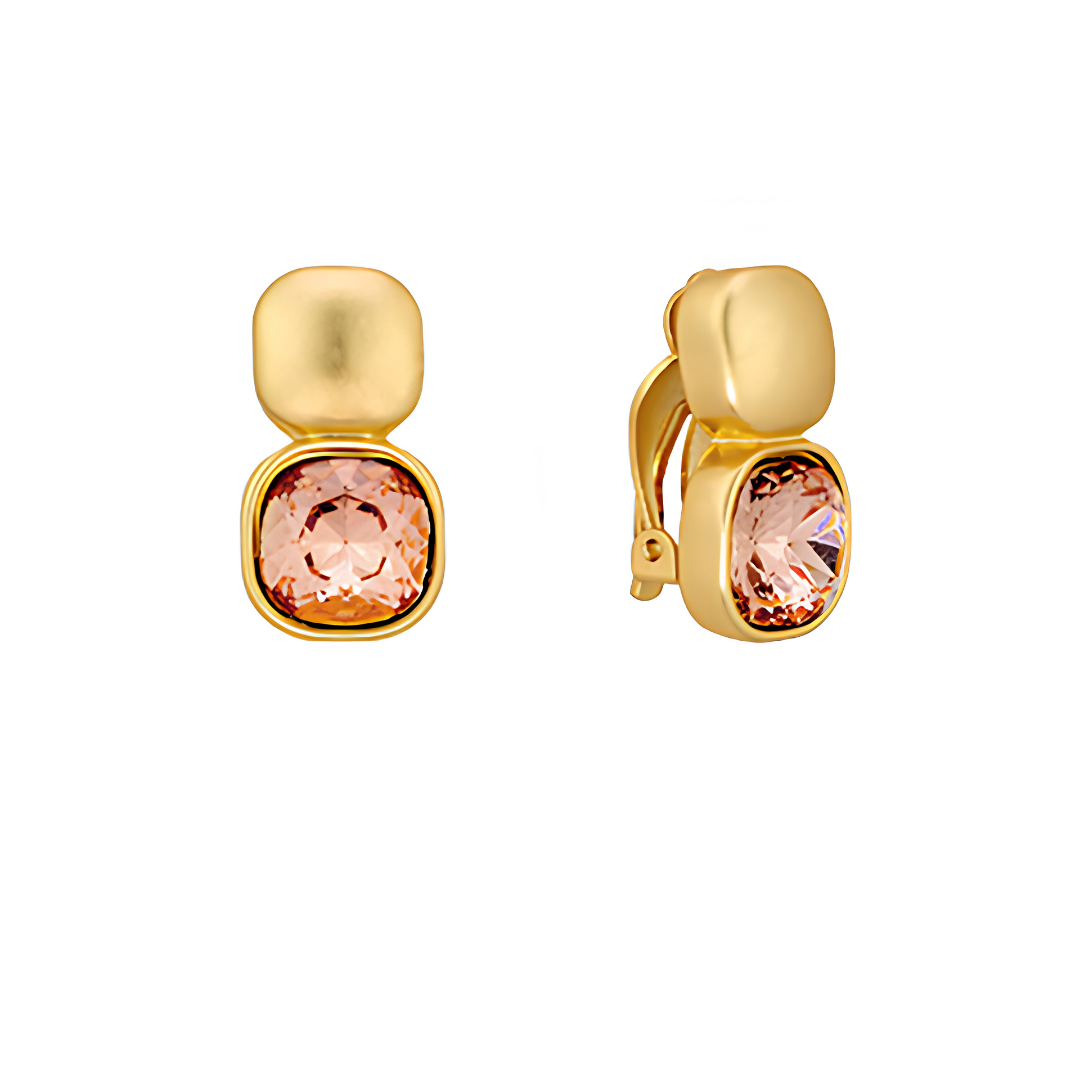 Clip Crystal Square Earrings
