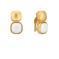 Clip Stone Square Earrings