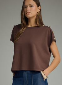 Gold Button Sleeve T-Shirt