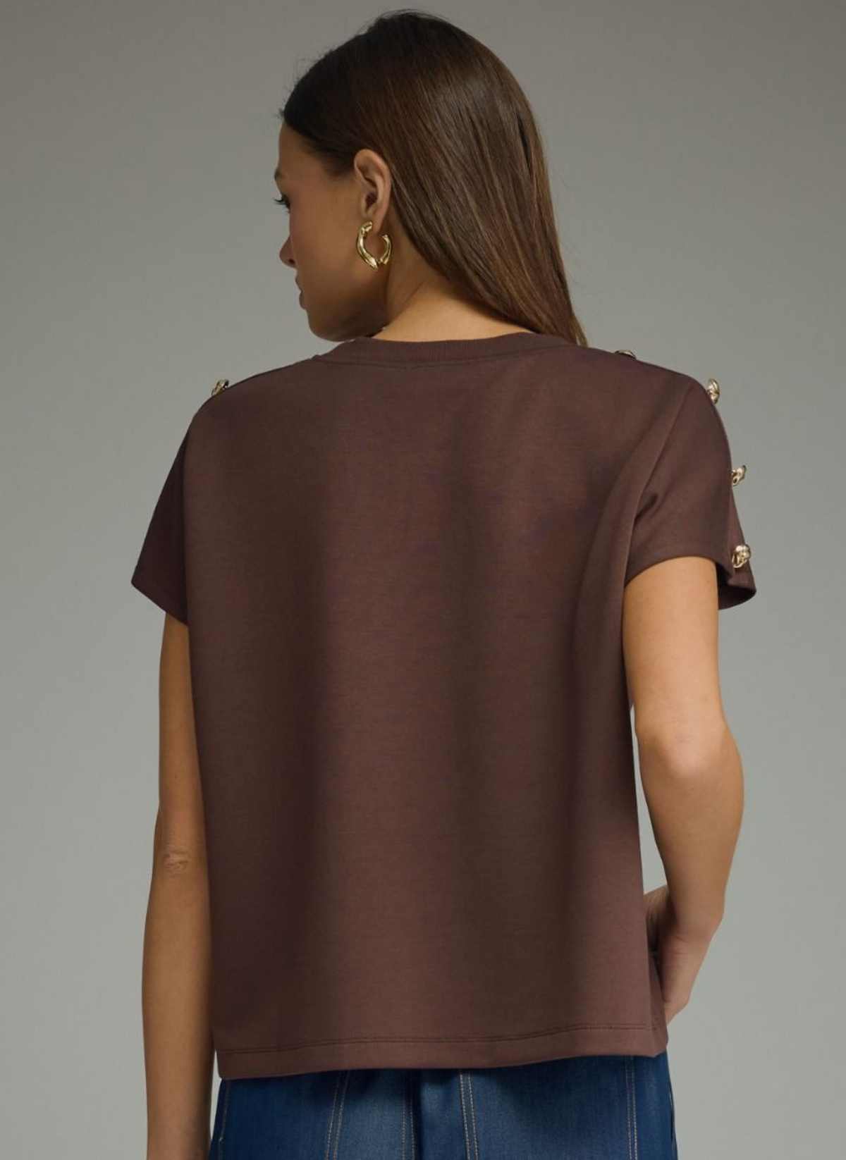 Gold Button Sleeve T-Shirt