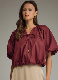 Signature Tie Neck Bubble Hem Top