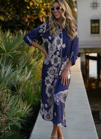 French Tiger Dress - Navy